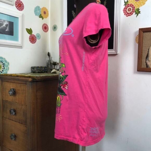 Vintage Pink Ed Hardy Tee, y2k Tattoo Art Style Rose Spiderweb T-Shirt Sz L - Picture 8 of 12